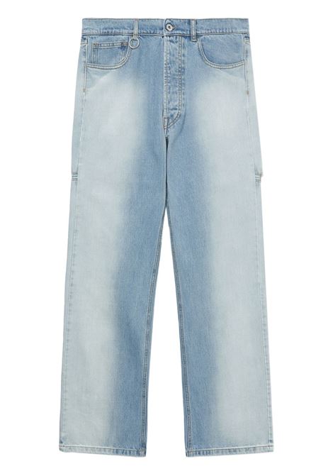 Jeans dritti con dettaglio cut-out in blu - uomo